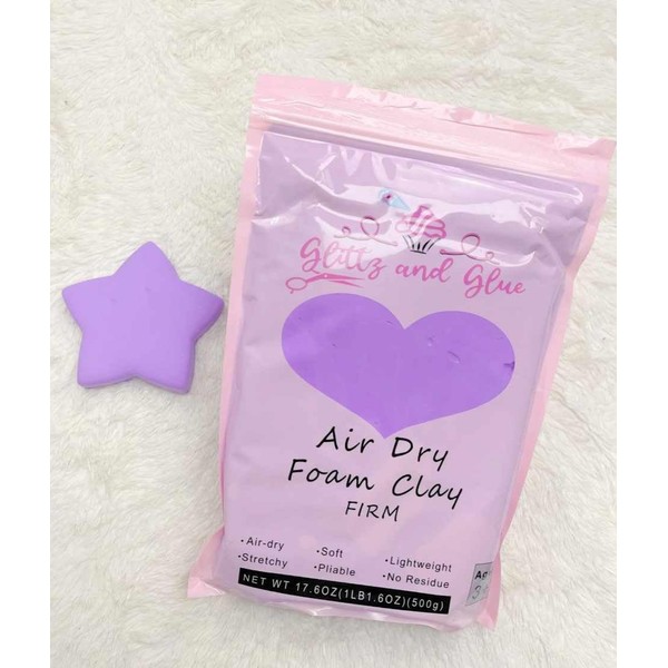 Glittz And Glue Air Dry Foam Firm Clay (Lilac)