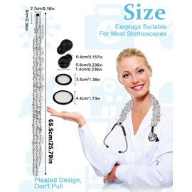 Plifal Plifal Elastic Stethoscope Cover Sleeve for Nurse Doctors Cuff Accessories - Cute Cat Print Pleated Design, Fits Most Dual-head Removable & Single-head Stethoscopes, Comes with Diaphragms and Earplugs