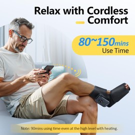 Comfytemp Portable Foot Massager with Heat, Birthday Gifts for Dad Mom Men Women, Cordless Ankle Massage for Plantar Fasciitis, Swelling, Compression Boot for Circulation (1 Pack, Fits Size 6 to 10)