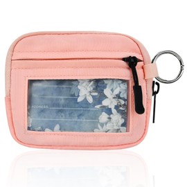 DMLuna RFID Blocking Small Wallets for Women & Men Credit Card Holder Keychain Wallet Travel Wallet Money Organizers Ladies Mini Purse with ID Window Coin Pocket, Rose Gold, Classic