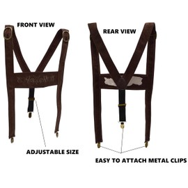 Nicky Bigs Novelties Bavarian Lederhosen Suspenders Traditional German Costume Accessory Alpine Trachten Belt for Beer Festival, Cultural Events, and Bavarian Dress-Up for Men & Women