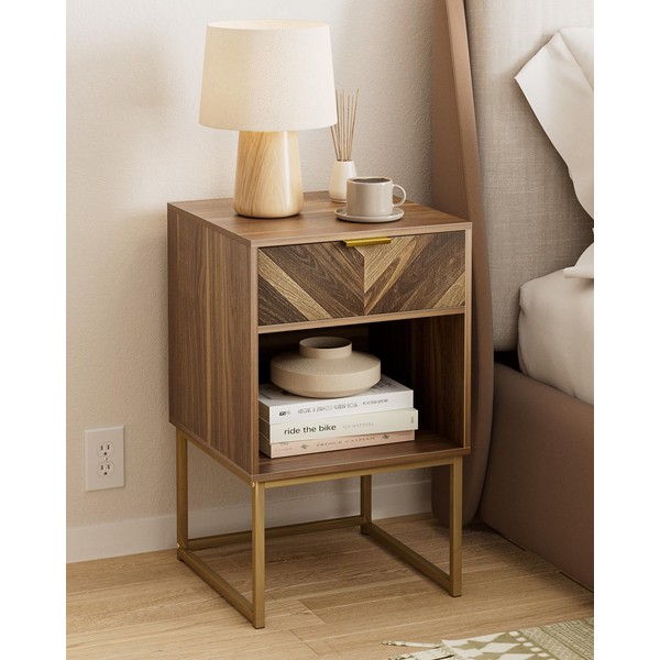 Acodaiuy Nightstand,Modern Night Stand with Drawer Boho Farmhouse Wood Bedside