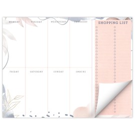 Global Printed Products 8.5" x 11" Horizontal Meal Planning Pad, 60-Sheets, Soft Pink Floral