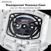 KIMSDUN-Stylish Skeleton Sport Watches, Waterproof, Analog Quartz Date Calendar Wristwatch,
