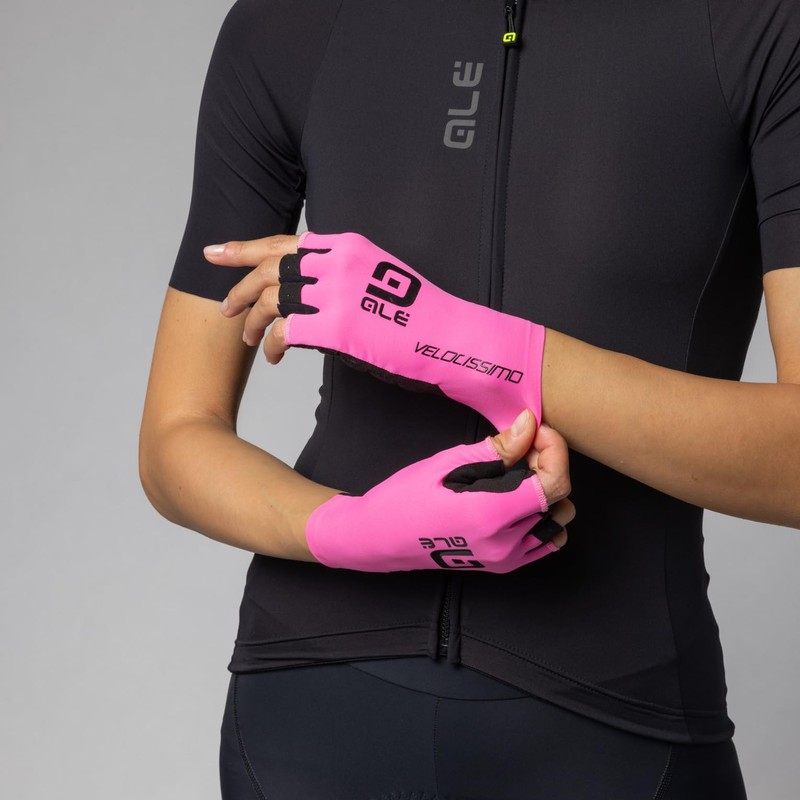 Alé Cycling Unisex Velocissimo Crono Summer Gloves, Fluo Pink/Black, XL