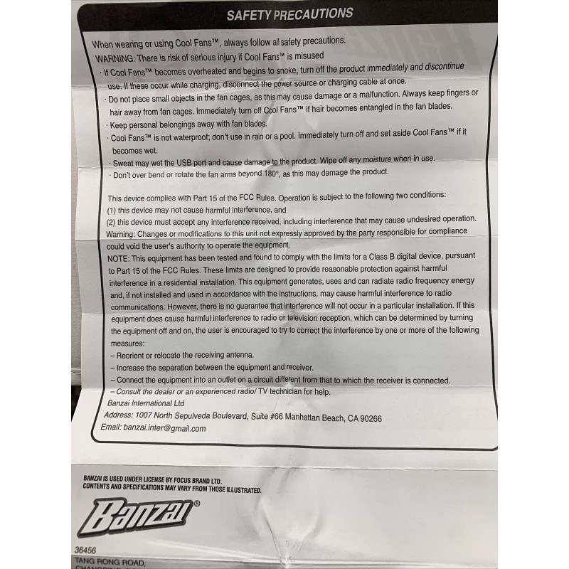 Banzai Cool Fans Portable Hanging Neck USB Rechargeable Personal. Pick