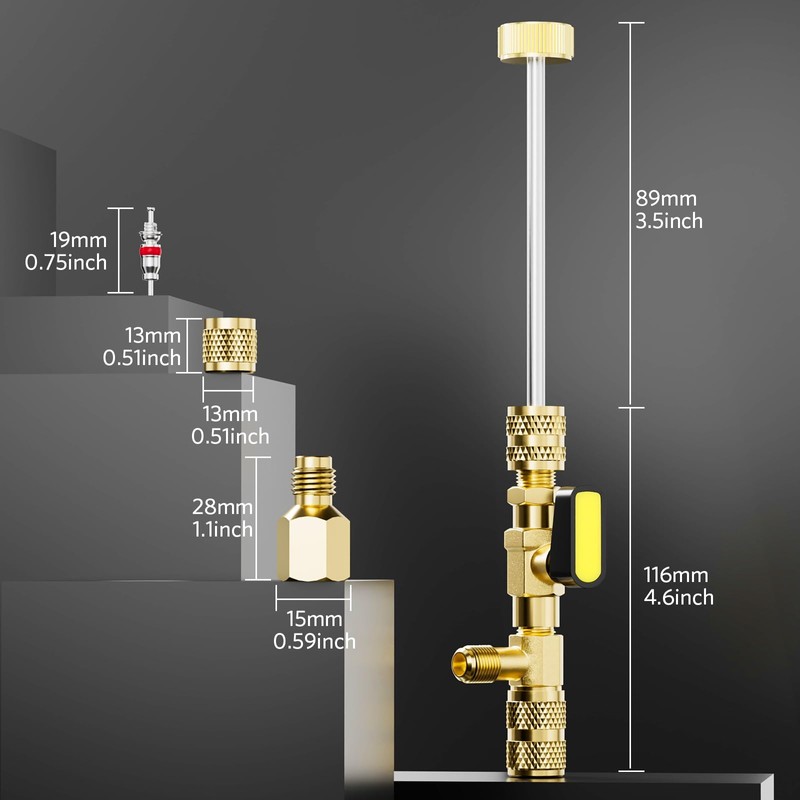 HTOMT Valve Core Remover Installer Tool with Dual Size SAE