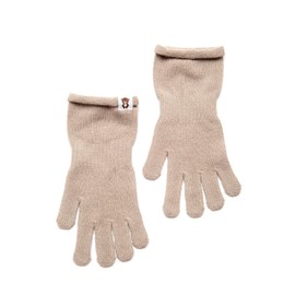 KNITAS Long Knitted Cotton Wrist Gloves for Children, Single Layer Finger Gloves for Boys and Girls, 2-8 Years, Comfortable Soft Gloves in Beige and Pink, Size 4-7, beige