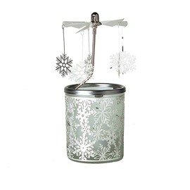Kerzenfarm Snowflake Rotary Carousel for Tealights, Metal and Glass, 16.5cm high, Silver, 6x6x16.5 cm