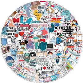Nurse Stickers 100 Pack Laptop Stickers,Vinyl Waterproof Stickers for Water Bottles Skateboard Scrapbook Bike Computer,Phone,-Graffiti Stickers Pack for Teens Girls Kids Adults(Doctor Medical)