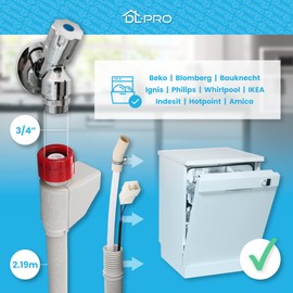 DL-pro Aquastop Inlet Hose 2.19 m for Beko 1760360100 Whirlpool 481253029201 Aquastop Hose Water Stop Hose for DSN DDN DFN Dishwasher