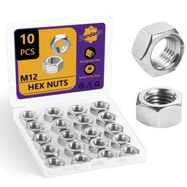 ZerDans 10Pcs M12 Hex Nuts, Stainless Steel, Industrial Grade, Hex Nut