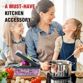 CasaFoyer 12-In-1 Manual Vegetable Chopper Kitchen Gadgets: Spiralizer, Onion Chopper, Cutter, and Vegetable Slicer