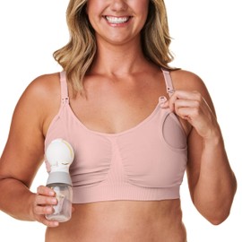 Bravado Designs Hands Free Pumping Bra & Nursing Bra 2-in-1 Seamless for Maternity & Breastfeeding, Soft Rose, XX-Large