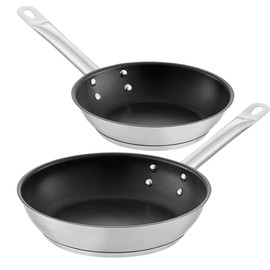 Induction Ready Stainless Steel Non-Stick Fry Pan Set, 8" Аnd 9 1/2" Stainless Steel Frying Pans, Sartenes De Acero Inoxidable, Nonstick Skillet, Cooking Pans, Induction Cookware (2-Piece)