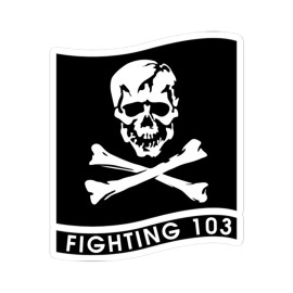 VFA 103 Jolly Rogers (U.S. Navy) STICKER Vinyl Kiss-Cut Decal - 3" × 3", Transparent