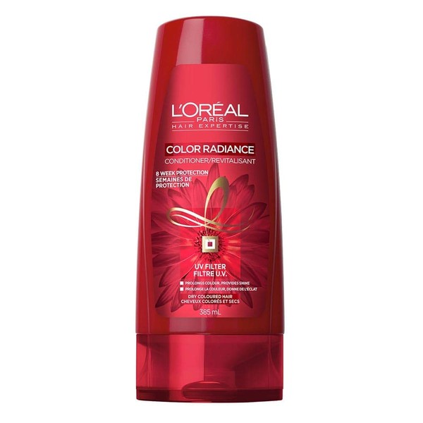 L'Oreal Paris Color Radiance Conditioner for DRY Coloured Hair and Dyed Hair, UV Protection, Gentle, Protects from Color-Fade, Restores Shine and Vibrancy, Fights Dryness, Anti-Oxidant 385 ml