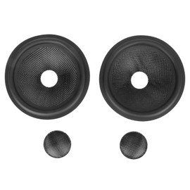 2Pcs Speaker Cone Drum Paper, Paper Speaker Cone Subwoofer Cones Drum Paper 1 inches Inner Diameter with Rubber Surround for 5 Inch Speakers, Black