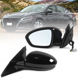 Paderson Left Driver Side Mirror Assembly Fits 2019 2020 2021 2022 2023 2024 Nissan Altima Sedan with Power Glass Heated Turn Signal Manual Folding Match Black Replace NI1320313(6Pins)