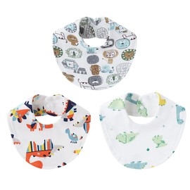 Pack of 3 Baby Bibs, Triangular Scarf, Baby Scarf, Drool Bib, Baby Muslin, Triangular Scarf, Baby for Boys and Girls