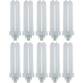 Diodesy- Compact Fluorescent U-Shaped Light Bulb 4 Pin Triple Tube 42W 3000K Soft White 3200 Lumen PLT GX24q-4 Base CFL Tubular Bulbs for Office Classroom Clinic 10,000 Lifespan Hours Pack of 10