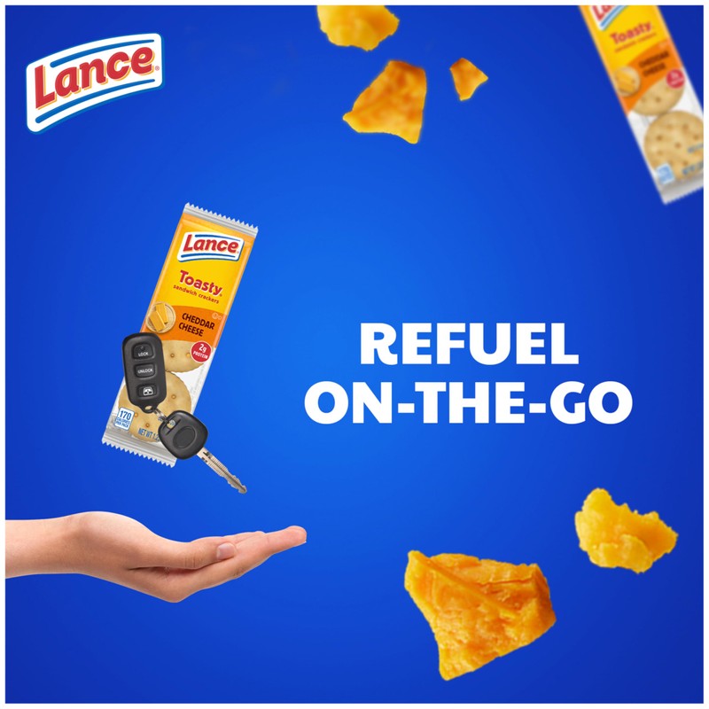 Lance Sandwich Crackers, Toasty Cheddar, 8 Individually Wrapped Packs, 6