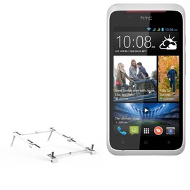 BoxWave Stand and Mount Compatible with HTC Desire 210 Dual sim - Pocket Aluminum Stand 3-in-1, Portable Multi Angle Viewing Riser - Metallic Silver