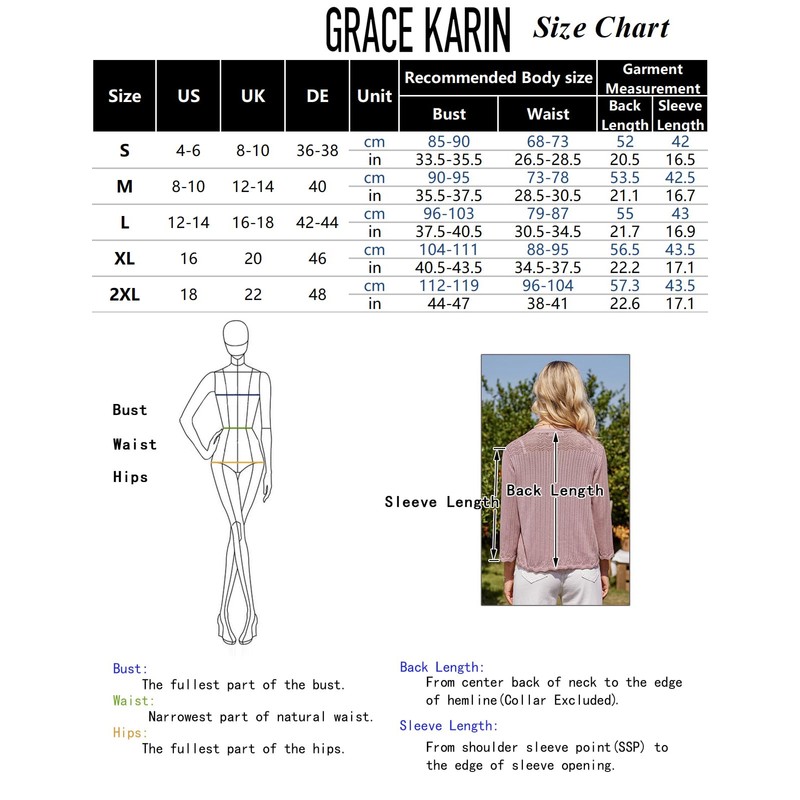 GRACE KARIN Women's Bolero Jacket Lightweight Front Open Short Sleeve