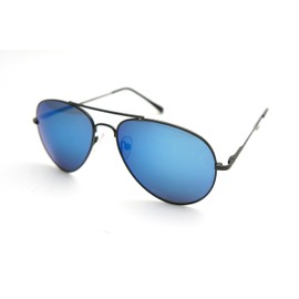 ColorViper Classic Aviator Frame Sunglasses 100% UV Protection (6326 mwdium, black/blue mirror lens, one size)