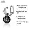 Traveller 114302 Women's Clip Earrings Silver Pearl 10 mm Black