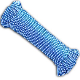 BricoLoco.com 1 x 20m Washing Line for Indoor Outdoor Clothes Pulleys Camping Camping Gardening Braided Polypropylene Diameter 4mm Blue
