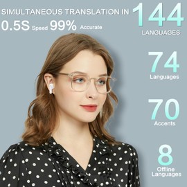 Beviliu Translation Earbuds Real Time, 144 Languages 4 Modes Translate Headphones, 3-in-1 Ai Translator Device for iOS&Android Wireless 5.4 Y113S (White)