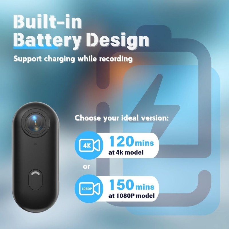 SHPTDJTIC 128G 4K Body Camera, Thumb Size Cam,Wearable Camera with