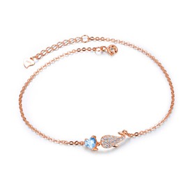 Silver Thunder Anklet, Women's Anklet, Popular, 925 Silver, Hypoallergenic, Ankle Accessory, Dolphin Design, Great Gift for Birthdays, Wedding Anniversaries, Silver