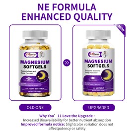 High Absorption Magnesium Glycinate 400mg Softgels Supplement, Magnesium with Calcium - Highly Bioavailable - with Vitamin D3 & K2, for Sleep, Mood, Brain Support