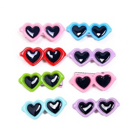 12 Pcs Pet Hair Clips Heart Sunglass Shaped Alligator Hair Clips Hair Barrettes Hair Accessories for Small Dog Cat Puppy (Color Random)