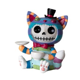 Pacific Giftware Cheshire Cat Furrybones Collectible Figurine Signature Skeleton Figurine in Colorful Cat Costume Perfect for Home Decor and Unique Gifts 3" Tall