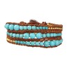 KELITCH Turquoise Beaded Bracelet 3 Wrap Leather Bangle Bracelets Hand-Braided