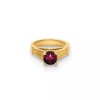 Unbranded 14K Yellow Gold 3D Ring with Dark Pink CZ