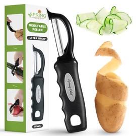 Premium Swivel Vegetable Peeler, Soft Grip Handle and Ultra Sharp Stainless Steel Blades - Perfect Kitchen Peeler for Veggie, Fruit, Potato, Carrot, Apple - Black