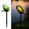 YZYOE Solar Powered Lotus Leaf Frog Light, Garden Decoration Resin