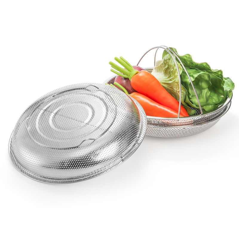 Cididu 3 Pack Steamer Basket for Cooking, Micro-Perforated Strainer Colander