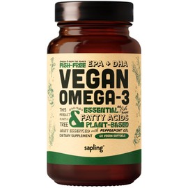Vegan Omega 3 Supplement - Plant Based DHA & EPA Fatty Acids - Carrageenan Free, Alternative to Fish Oil, Supports Heart, Brain, Joint Health - Sustainably Sourced Algae - 60 Softgels