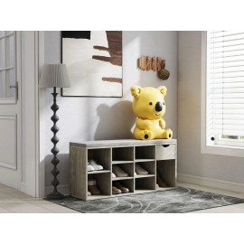 Storage Bench with Padded Cushion Drawer Open Compartments 3-Tier Shoe Rack for Entrywaycolor: Gray, size: 40.90 11.80 18.90 (inches)Product weight (pounds): 43.00