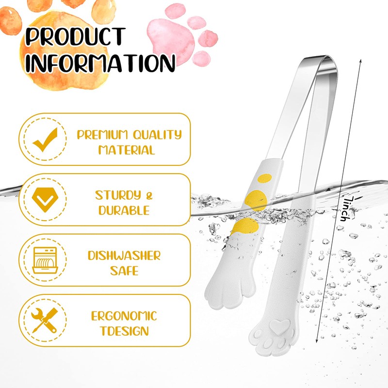 2 Pieces Cat Paw Tongs 7 Inch Cat Kitchen Accessories
