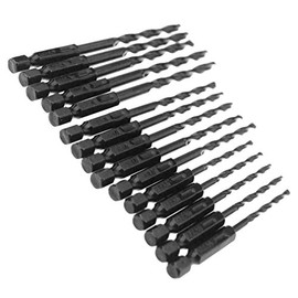 OTOTEC 3mm/4mm/5mm 1/4 Inch Hex Shank Hss High Speed Steel Drill Bits 15Pieces