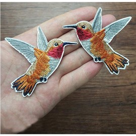 1pair Birds Embroidery Garment DIY Decorations Accessories Applique (Orange Bird)