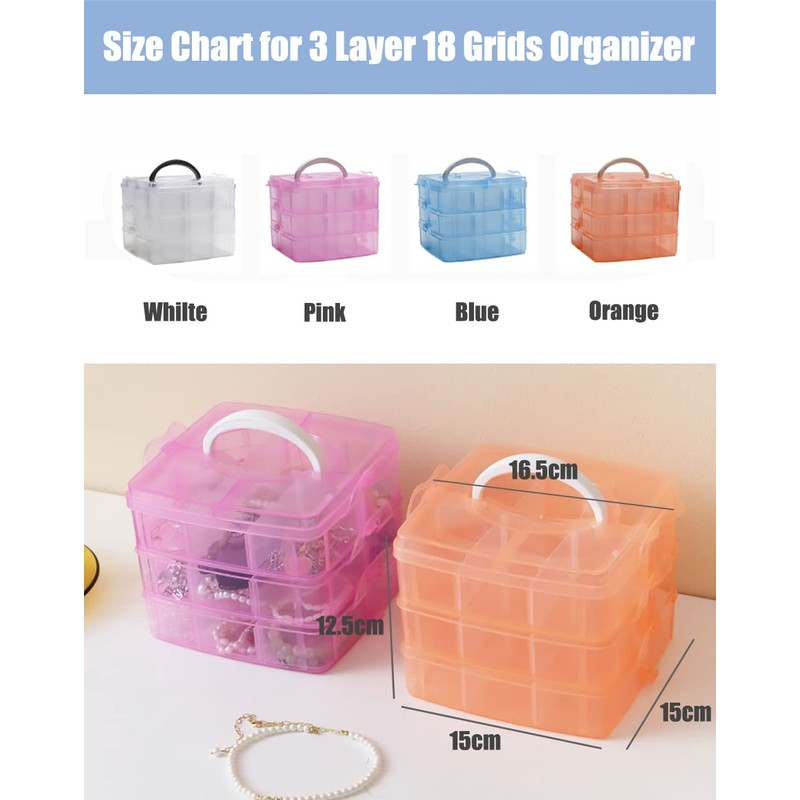 FOREVERIE Stackable 3 Tier 18 Grids Clear Plastic Storage Box