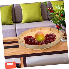 Levemolo 1pc Handmade Bamboo Sieve Round Rice Cleaning Basket Space-Saving for Kitchen Storage Cleaning