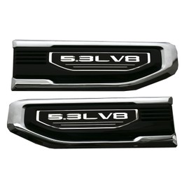 Pair New 5.3L V8 Vent Emblems Kit 3D Driver Passenger Side Badge Compatible with 2019-2026 GMC Sierra GM 85160715 86532094 (5.3L V8-Chrome)